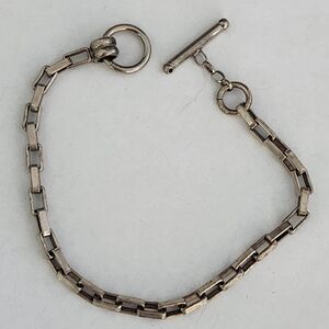 Sterling Silver Box Chain Toggle Bracelet